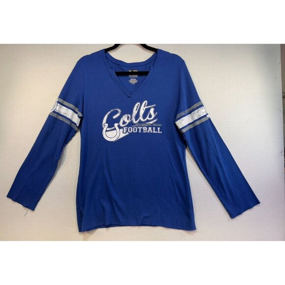 NFL Team Apparel Tops - NFL Team Apparel Womens Colts Football Thermal V-Neck Shirt XL Blue Long Sleeve
